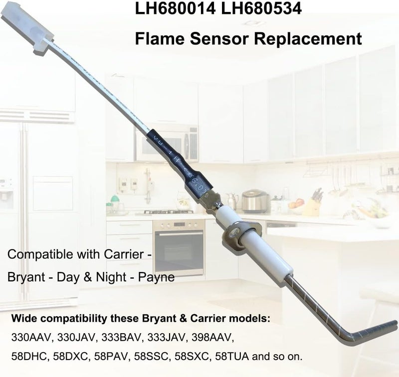 Popbee Upgraded LH680014 LH680534 Furnace Electode Flame Sensor Compatible for Carrier Bryant Payne Day & Night Furnaces Fit H680012, LH33WZ511, LH33WZ515,LH33WZ517, LH680014 - Image 3